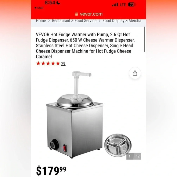NIB VEVOR Stainless Food Warmer with Pump, 2.6 Dispenser, 650 W Foodservice - Picture 2 of 11